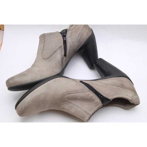 Nwob Ecco Booties Heeled Ankle Shoes Leather Distressed Women's Sz 41 Us 10-10.5 - Picture 8 of 16
